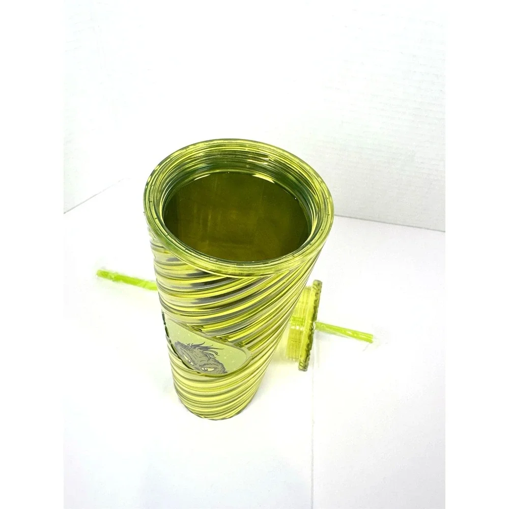 Grinch 24oz Green Swirl Tumbler w/ Straw Bioworld Cup
